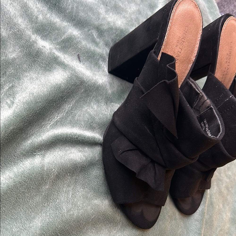 Christian Siriano Black Mules Suede Elegance